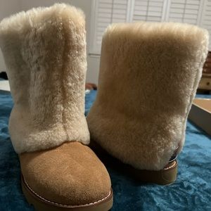 Vintage Maylin Shearling Cuff Boot size 7 in Chestnut